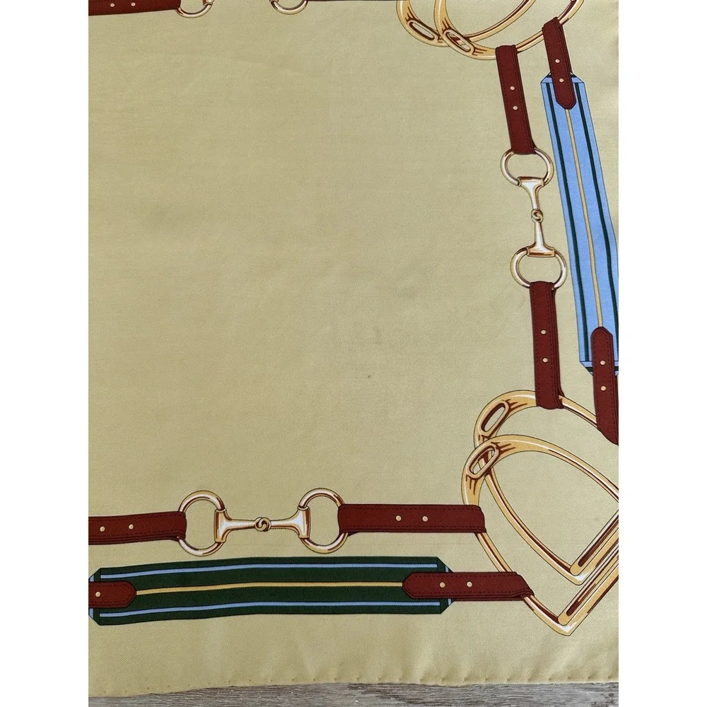VTG BURBERRYs EQUESTRIAN Horse Bit SILK  SCARF Oblong See Flaws in Pics 17 x 52